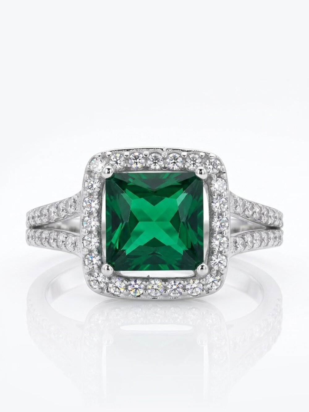 Emerald Green Gemstone Ring, real 925 Sterling Silver Charmed Aroma Size 7